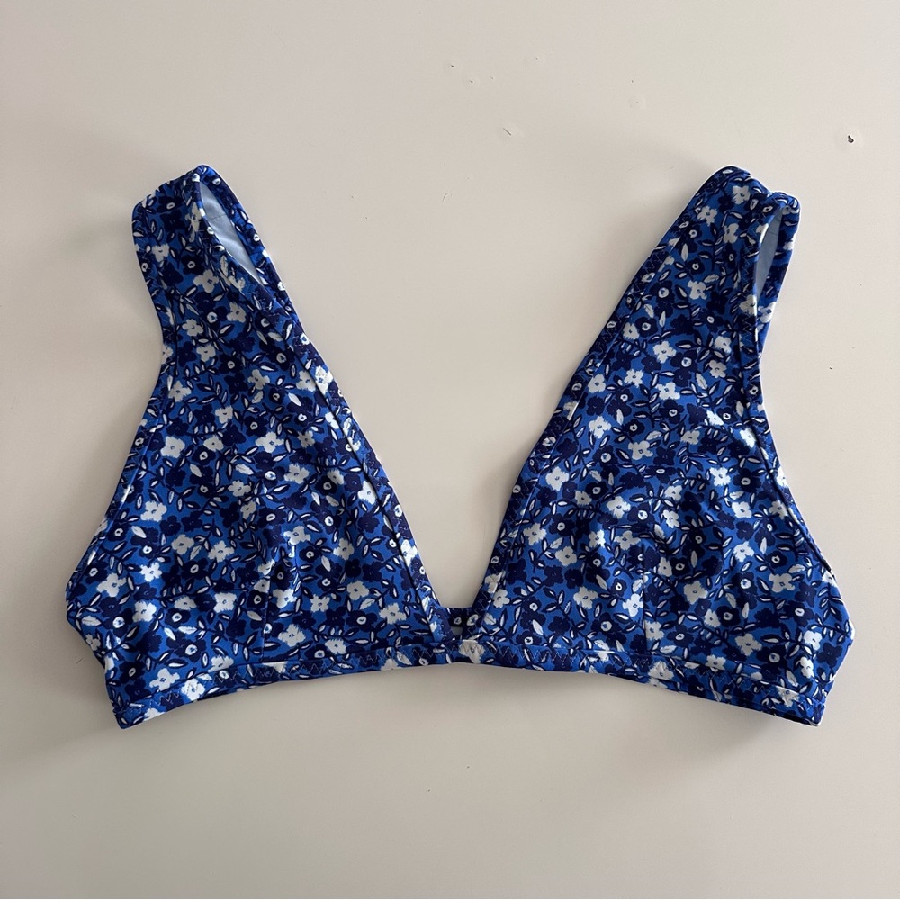 Aerie Blue and White Floral Bikini Top